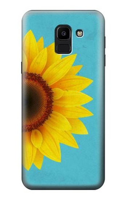 W3039 Vintage Sunflower Blue Hard Case and Leather Flip Case For Samsung Galaxy J6 (2018)