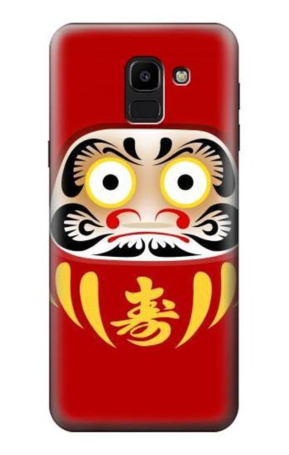 W3045 Japan Good Luck Daruma Doll Hard Case and Leather Flip Case For Samsung Galaxy J6 (2018)