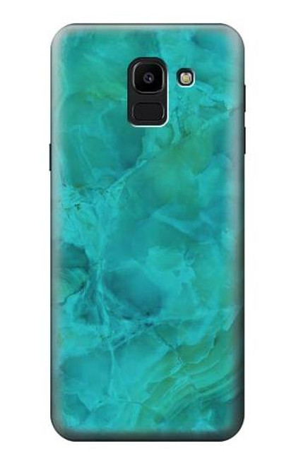 W3147 Aqua Marble Stone Hard Case and Leather Flip Case For Samsung Galaxy J6 (2018)