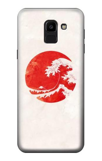 W3237 Waves Japan Flag Hard Case and Leather Flip Case For Samsung Galaxy J6 (2018)