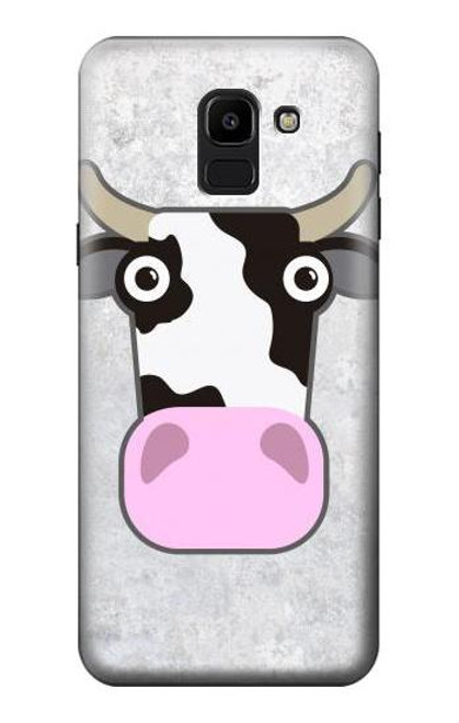 W3257 Cow Cartoon Hard Case and Leather Flip Case For Samsung Galaxy J6 (2018)