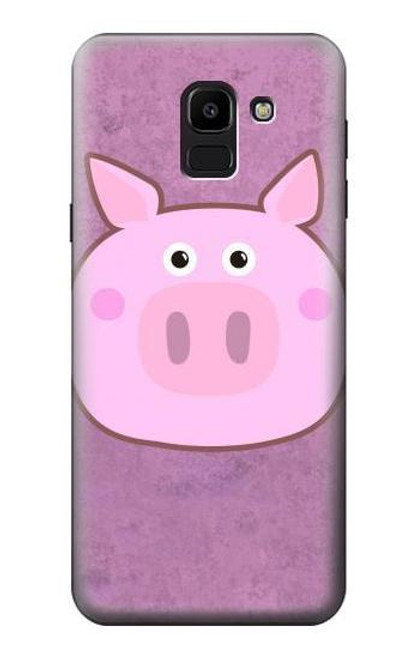 W3269 Pig Cartoon Hard Case and Leather Flip Case For Samsung Galaxy J6 (2018)