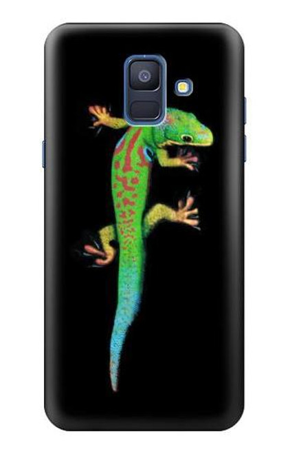 W0125 Green Madagascan Gecko Hard Case and Leather Flip Case For Samsung Galaxy A6 (2018)