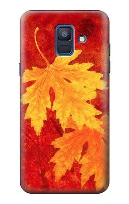 W0479 Maple Leaf Hard Case and Leather Flip Case For Samsung Galaxy A6 (2018)
