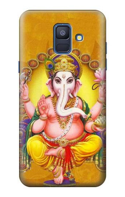 W0896 Lord Ganesh Hindu God Hard Case and Leather Flip Case For Samsung Galaxy A6 (2018)