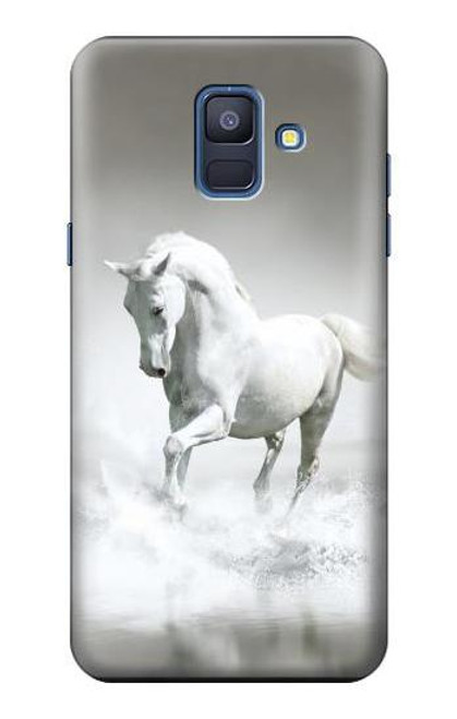 W0932 White Horse Hard Case and Leather Flip Case For Samsung Galaxy A6 (2018)