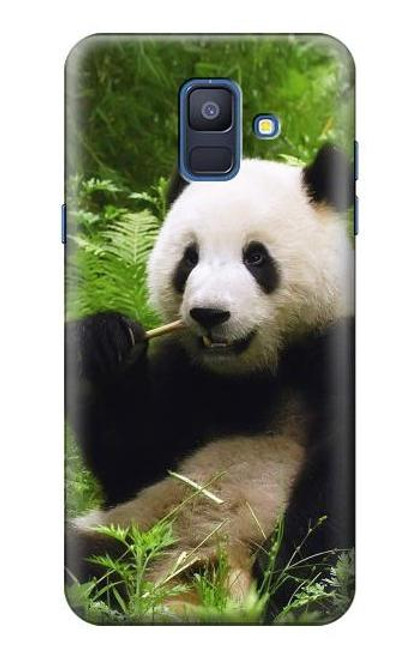 W1073 Panda Enjoy Eating Hard Case and Leather Flip Case For Samsung Galaxy A6 (2018)