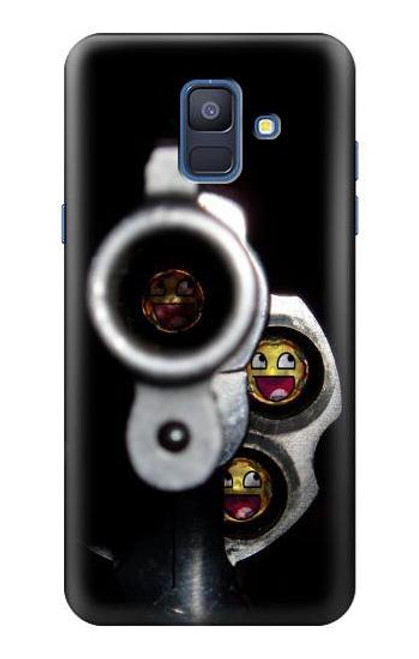 W1109 Smile Bullet Gun Hard Case and Leather Flip Case For Samsung Galaxy A6 (2018)