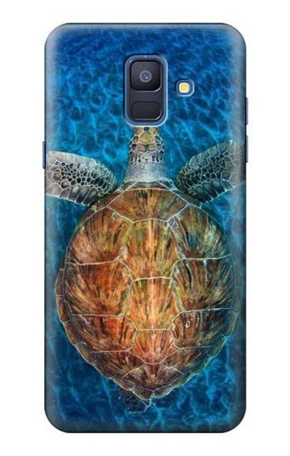 W1249 Blue Sea Turtle Hard Case and Leather Flip Case For Samsung Galaxy A6 (2018)