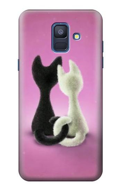 W1832 Love Cat Hard Case and Leather Flip Case For Samsung Galaxy A6 (2018)