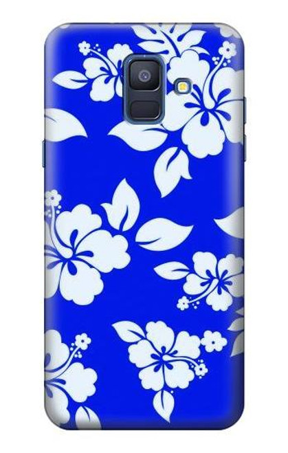 W2244 Hawaiian Hibiscus Blue Pattern Hard Case and Leather Flip Case For Samsung Galaxy A6 (2018)