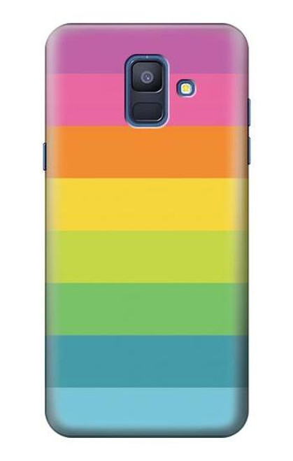 W2363 Rainbow Pattern Hard Case and Leather Flip Case For Samsung Galaxy A6 (2018)