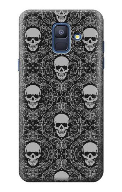 W2371 Skull Vintage Monochrome Pattern Hard Case and Leather Flip Case For Samsung Galaxy A6 (2018)
