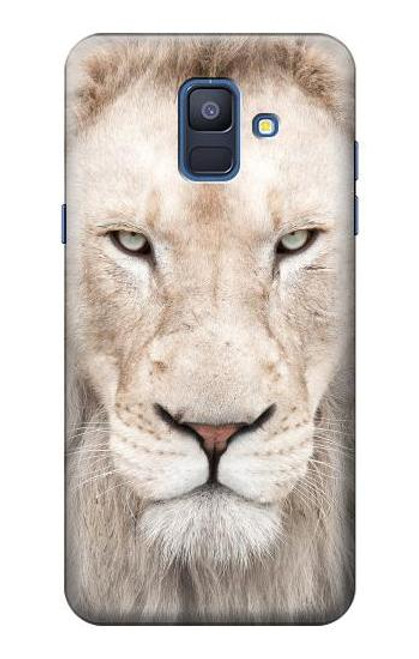 W2399 White Lion Face Hard Case and Leather Flip Case For Samsung Galaxy A6 (2018)