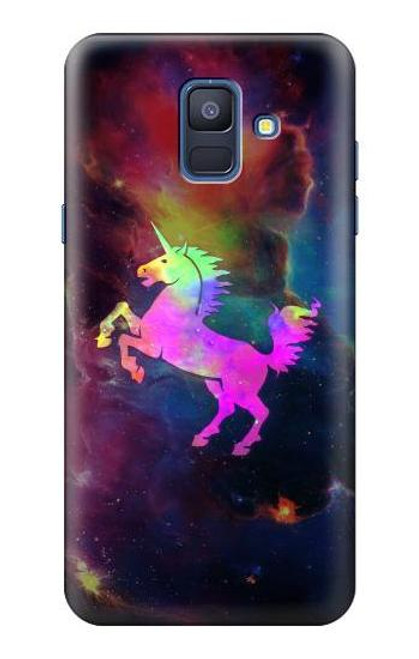 W2486 Rainbow Unicorn Nebula Space Hard Case and Leather Flip Case For Samsung Galaxy A6 (2018)