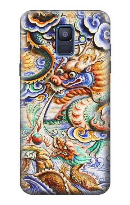 W2584 Traditional Chinese Dragon Art Hard Case and Leather Flip Case For Samsung Galaxy A6 (2018)