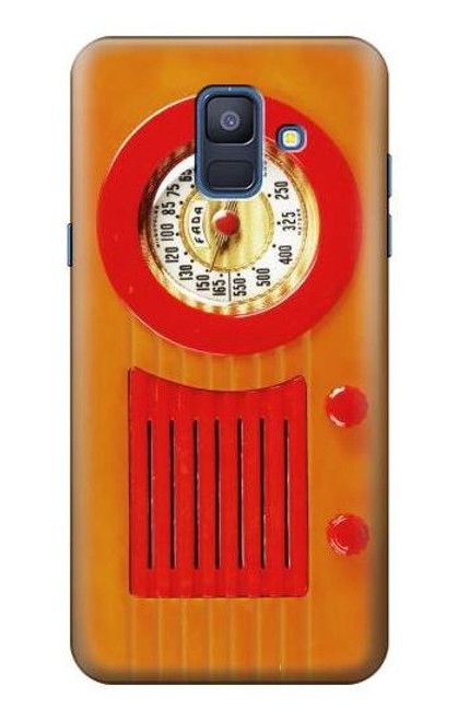 W2780 Vintage Orange Bakelite Radio Hard Case and Leather Flip Case For Samsung Galaxy A6 (2018)