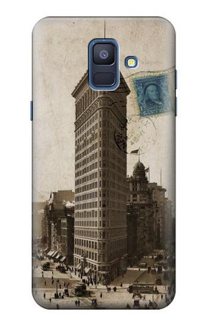 W2832 New York 1903 Flatiron Building Postcard Hard Case and Leather Flip Case For Samsung Galaxy A6 (2018)