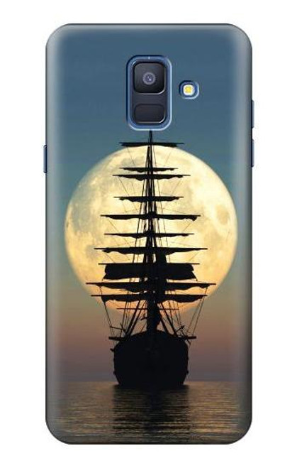 W2897 Pirate Ship Moon Night Hard Case and Leather Flip Case For Samsung Galaxy A6 (2018)