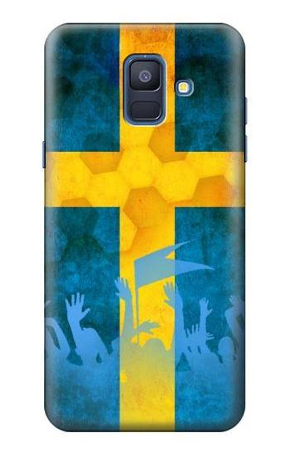 W2990 Sweden Football Soccer Euro 2016 Hard Case and Leather Flip Case For Samsung Galaxy A6 (2018)