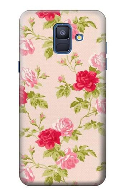 W3037 Pretty Rose Cottage Flora Hard Case and Leather Flip Case For Samsung Galaxy A6 (2018)