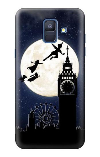 W3249 Peter Pan Fly Full Moon Night Hard Case and Leather Flip Case For Samsung Galaxy A6 (2018)