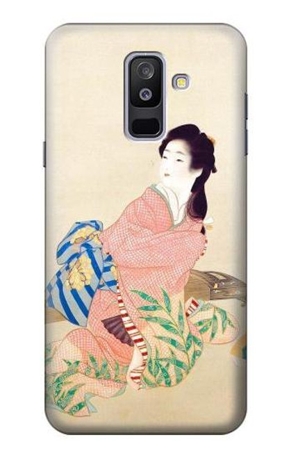 W0889 Japan Art Kimono Hard Case and Leather Flip Case For Samsung Galaxy A6+ (2018), J8 Plus 2018, A6 Plus 2018