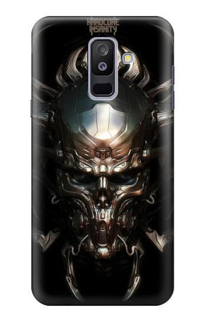 W1027 Hardcore Metal Skull Hard Case and Leather Flip Case For Samsung Galaxy A6+ (2018), J8 Plus 2018, A6 Plus 2018