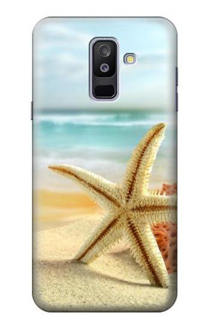 W1117 Starfish on the Beach Hard Case and Leather Flip Case For Samsung Galaxy A6+ (2018), J8 Plus 2018, A6 Plus 2018