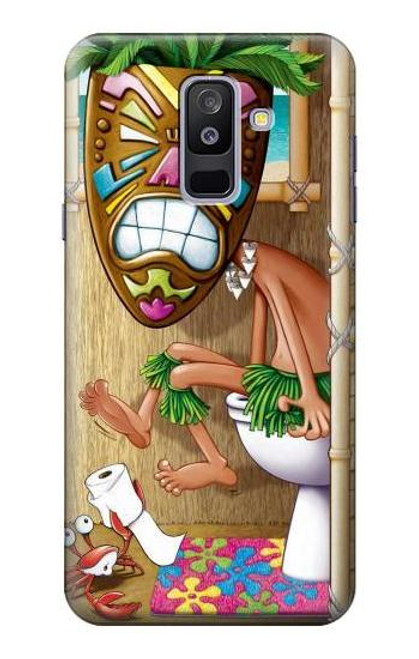 W1702 Tiki Man Toilet Hard Case and Leather Flip Case For Samsung Galaxy A6+ (2018), J8 Plus 2018, A6 Plus 2018