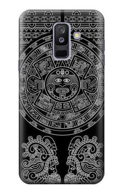 W1838 Mayan Pattern Hard Case and Leather Flip Case For Samsung Galaxy A6+ (2018), J8 Plus 2018, A6 Plus 2018