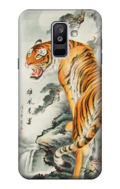 W1934 Chinese Tiger Painting Hard Case and Leather Flip Case For Samsung Galaxy A6+ (2018), J8 Plus 2018, A6 Plus 2018