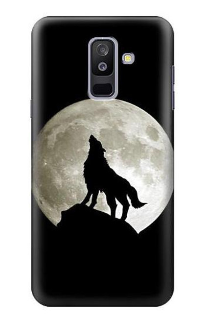 W1981 Wolf Howling at The Moon Hard Case and Leather Flip Case For Samsung Galaxy A6+ (2018), J8 Plus 2018, A6 Plus 2018