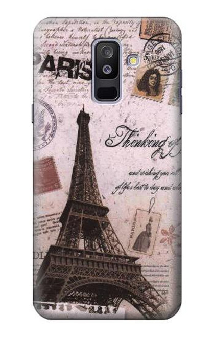 W2211 Paris Postcard Eiffel Tower Hard Case and Leather Flip Case For Samsung Galaxy A6+ (2018), J8 Plus 2018, A6 Plus 2018