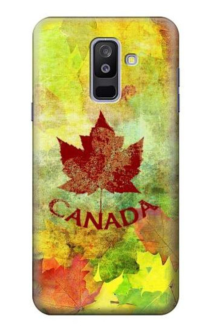 W2523 Canada Autumn Maple Leaf Hard Case and Leather Flip Case For Samsung Galaxy A6+ (2018), J8 Plus 2018, A6 Plus 2018