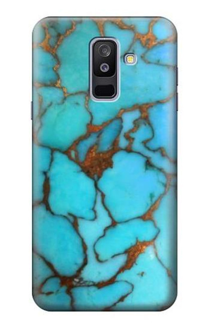 W2685 Aqua Turquoise Gemstone Graphic Printed Hard Case and Leather Flip Case For Samsung Galaxy A6+ (2018), J8 Plus 2018, A6 Plus 2018