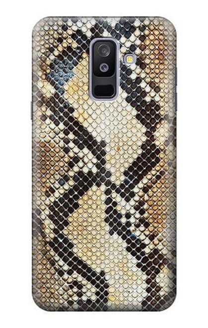 W2703 Snake Skin Texture Graphic Printed Hard Case and Leather Flip Case For Samsung Galaxy A6+ (2018), J8 Plus 2018, A6 Plus 2018