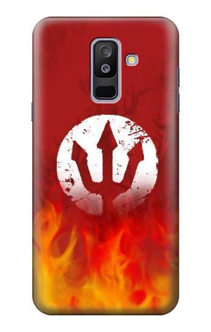 W2803 Fire Red Devil Spear Symbol Hard Case and Leather Flip Case For Samsung Galaxy A6+ (2018), J8 Plus 2018, A6 Plus 2018