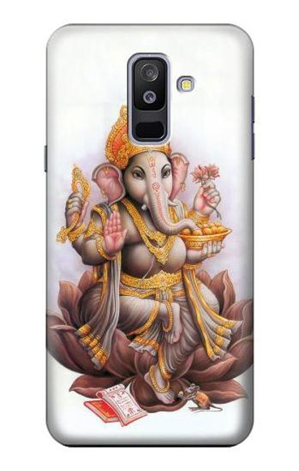 W2820 Hindu God Ganesha Ganapati Vinayaka Hard Case and Leather Flip Case For Samsung Galaxy A6+ (2018), J8 Plus 2018, A6 Plus 2018