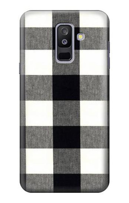 W2842 Black and White Buffalo Check Pattern Hard Case and Leather Flip Case For Samsung Galaxy A6+ (2018), J8 Plus 2018, A6 Plus 2018