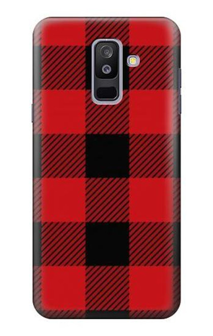 W2931 Red Buffalo Check Pattern Hard Case and Leather Flip Case For Samsung Galaxy A6+ (2018), J8 Plus 2018, A6 Plus 2018