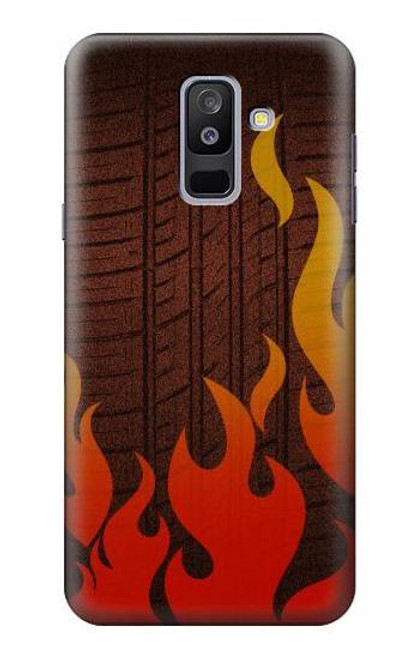 W2988 Rally Car Tire Fire Hard Case and Leather Flip Case For Samsung Galaxy A6+ (2018), J8 Plus 2018, A6 Plus 2018