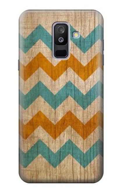 W3033 Vintage Wood Chevron Graphic Printed Hard Case and Leather Flip Case For Samsung Galaxy A6+ (2018), J8 Plus 2018, A6 Plus 2018