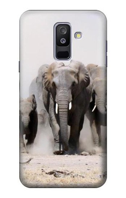 W3142 African Elephant Hard Case and Leather Flip Case For Samsung Galaxy A6+ (2018), J8 Plus 2018, A6 Plus 2018