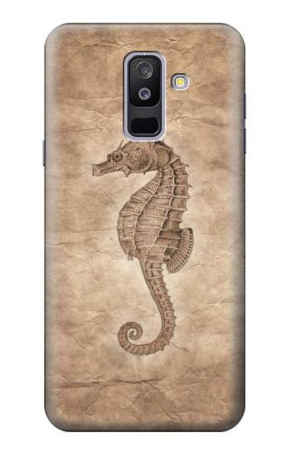 W3214 Seahorse Skeleton Fossil Hard Case and Leather Flip Case For Samsung Galaxy A6+ (2018), J8 Plus 2018, A6 Plus 2018