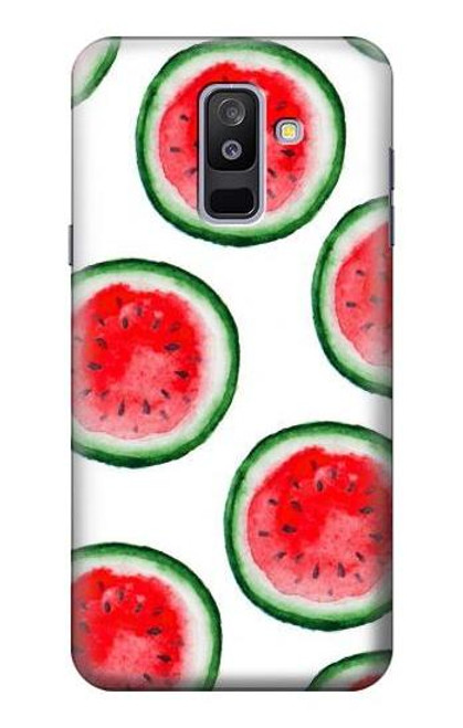 W3236 Watermelon Pattern Hard Case and Leather Flip Case For Samsung Galaxy A6+ (2018), J8 Plus 2018, A6 Plus 2018