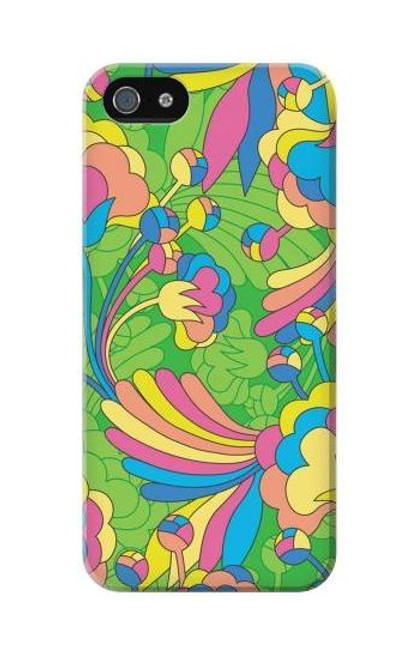 W3273 Flower Line Art Pattern Hard Case and Leather Flip Case For iPhone 5C