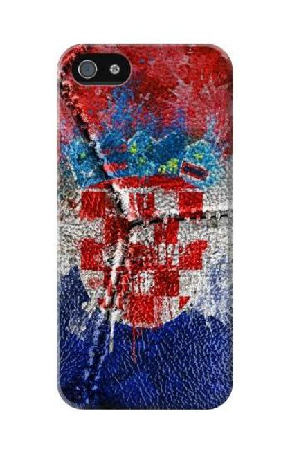 W3313 Croatia Flag Vintage Football Graphic Hard Case and Leather Flip Case For iPhone 5C