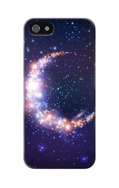 W3324 Crescent Moon Galaxy Hard Case and Leather Flip Case For iPhone 5C