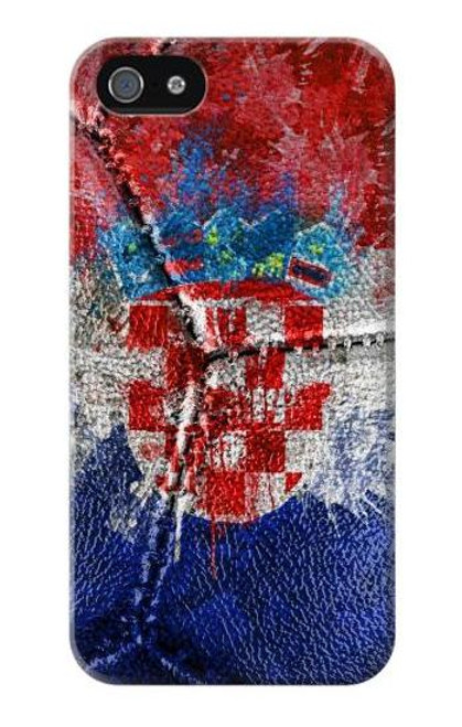 W3313 Croatia Flag Vintage Football Graphic Hard Case and Leather Flip Case For iPhone 4 4S